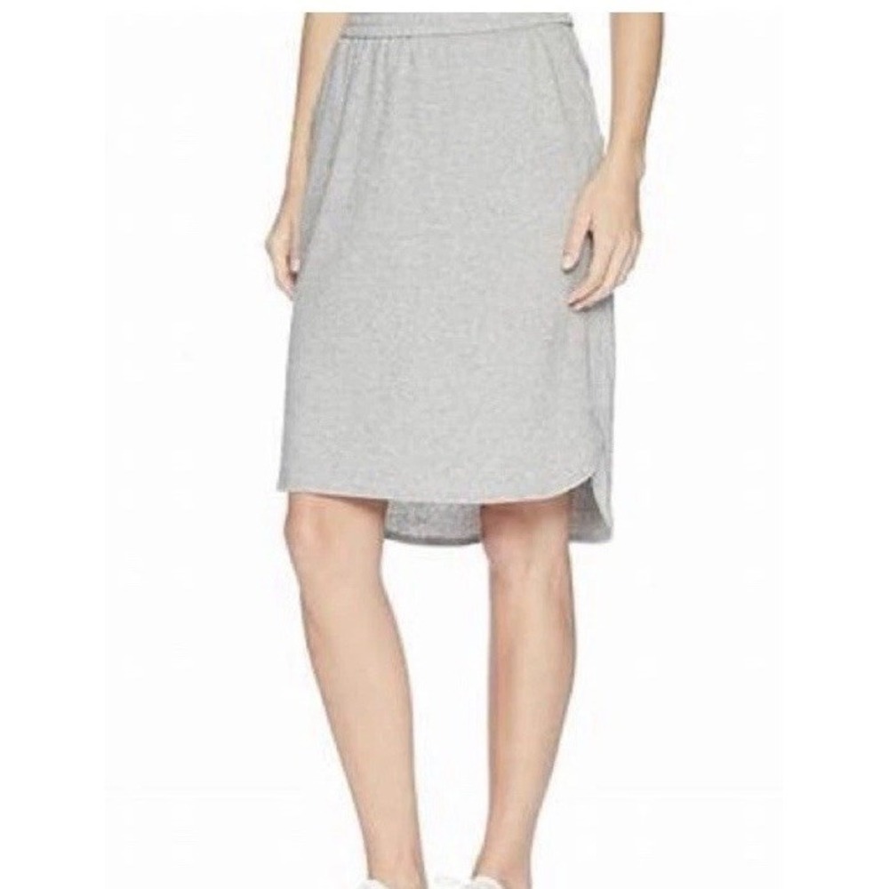 Eileen Fisher Skirt Knit Gray High Low Size L Organic Cotton Casual Comfort‎